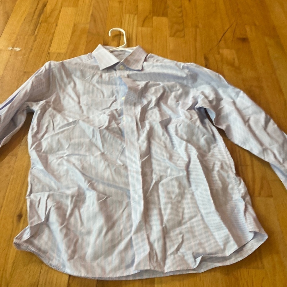 Men’s Charles Tyrwhitt shirt. White/blue/pink. Size 42